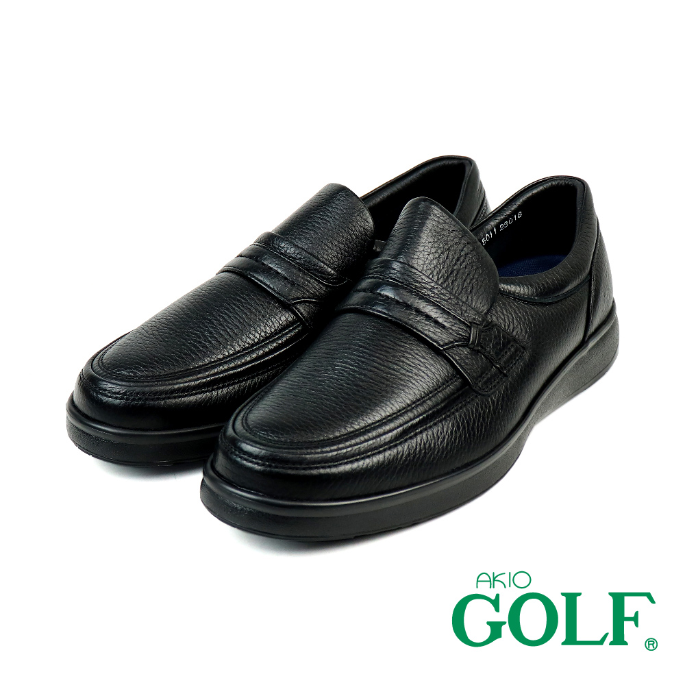 【AKIO GOLF】荔枝紋商務便士樂福鞋 黑色(GF5011-BL)