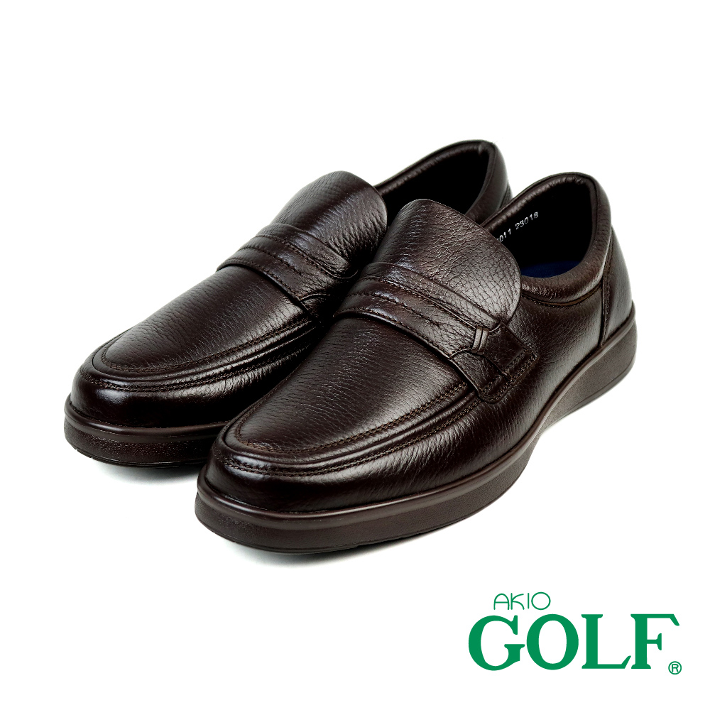 【AKIO GOLF】荔枝紋商務便士樂福鞋 深棕色(GF5011-DBR)