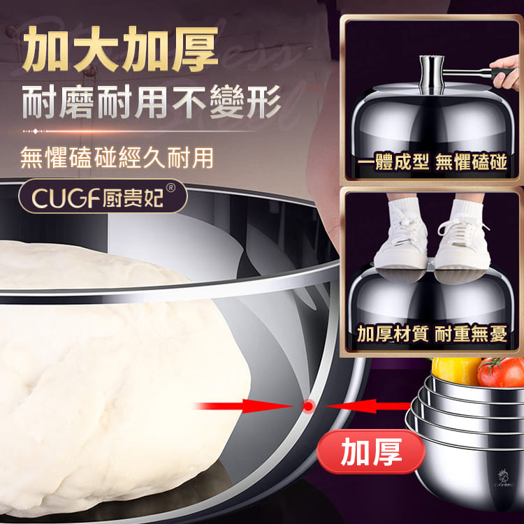 316不鏽鋼和麵盆 廚貴妃 GUGF 揉麵盆 打蛋盆 沙拉盆 廚房盆 烘焙大碗 電磁爐鍋【BF0517】《約翰家庭百貨_5