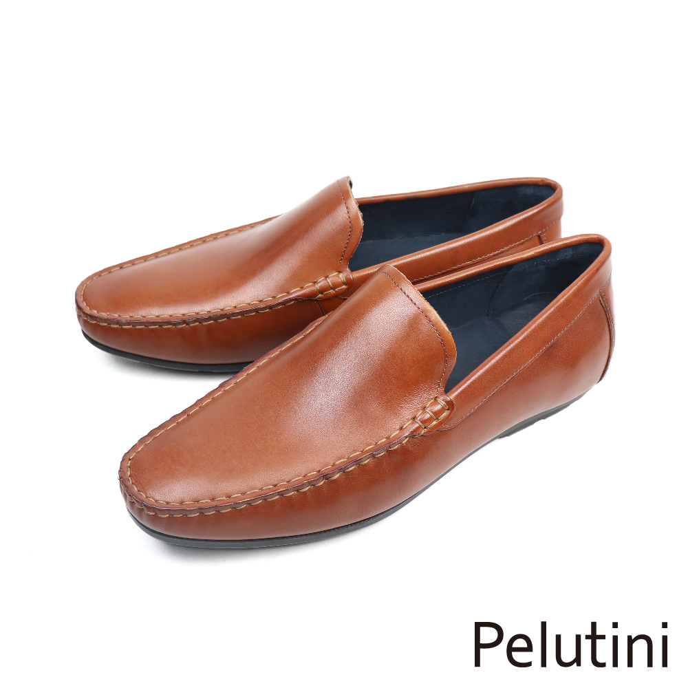 【Pelutini】簡約真皮素面樂福鞋 棕色(PE21877-BR)