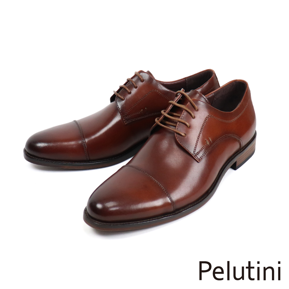 【Pelutini】簡約都會橫飾綁帶德比鞋 棕色(PE28810-BR)