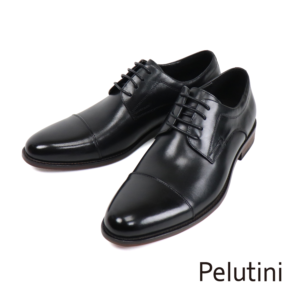 【Pelutini】簡約都會橫飾綁帶德比鞋 黑色(PE28810-BL)