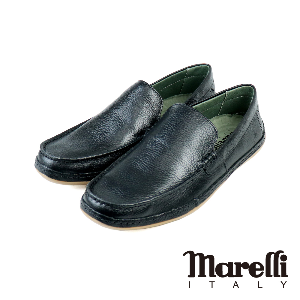 【marelli】荔枝紋輕量懶人休閒鞋  黑色(M43001-BL)