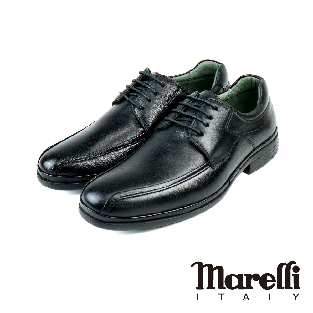 【marelli】鑲邊線條經典綁帶德比鞋  黑色(M46702-BL)