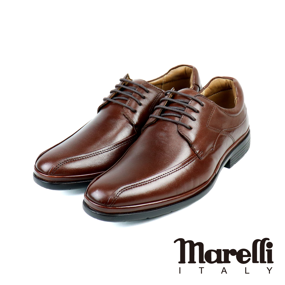 【marelli】鑲邊線條經典綁帶德比鞋  深棕色(M46702-DBR)