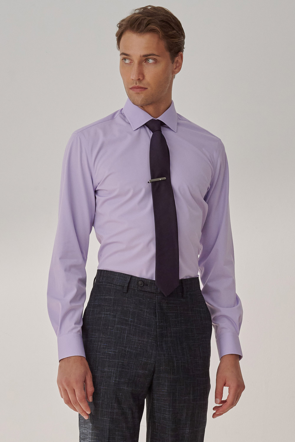 SST&C #Elastic Fit  Purple Slim Fit Shirt | 0312308009  (Outlet)_1