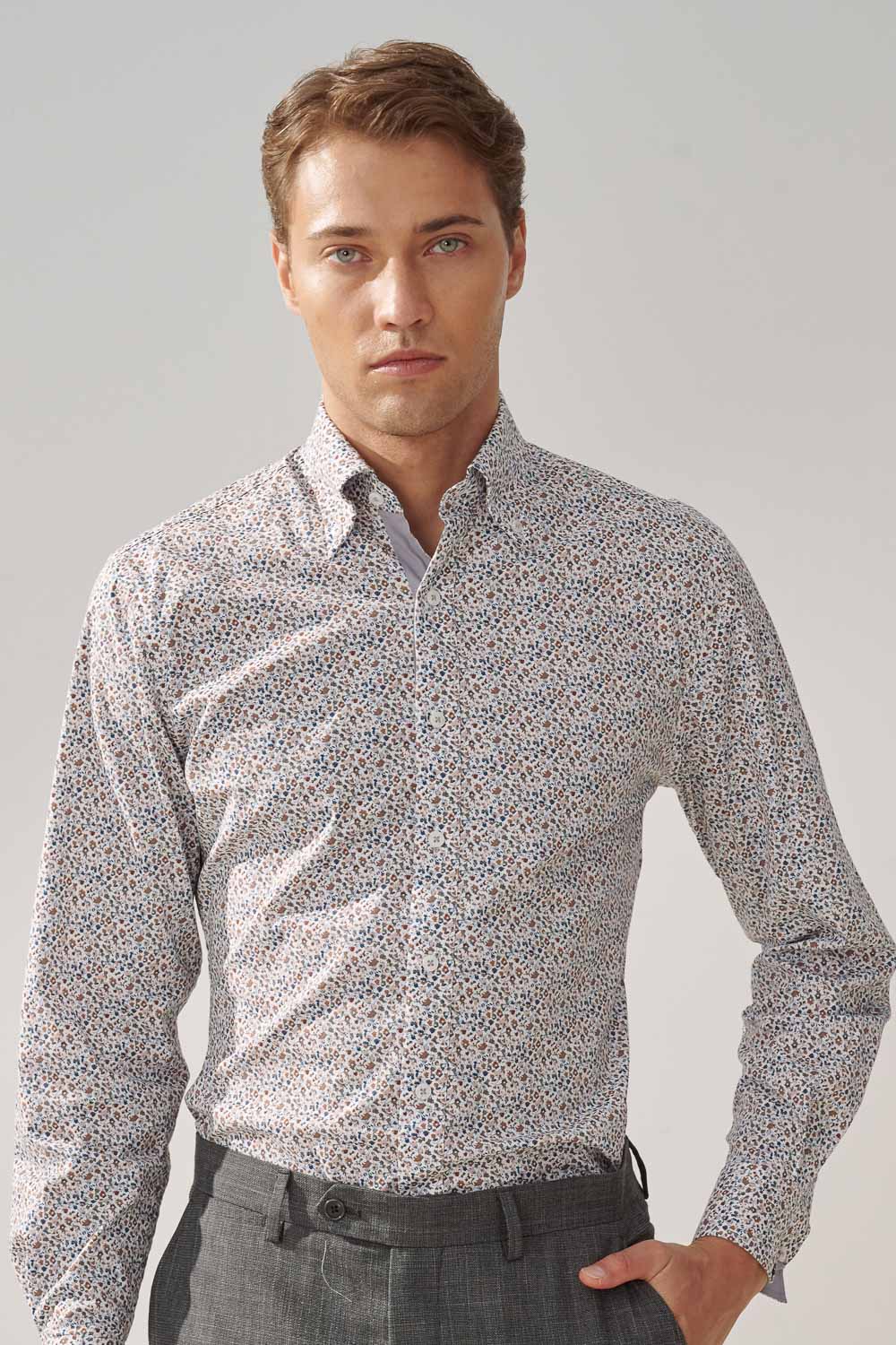 SST&C #Elastic Fit  White Small Floral Standard Shirt | 0312308017  (Outlet)_1