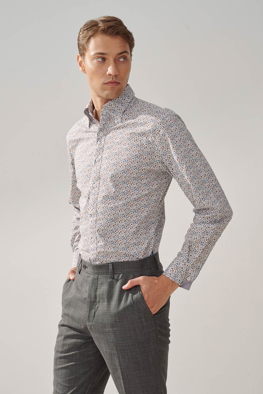 SST&C #Elastic Fit  White Small Floral Standard Shirt | 0312308017  (Outlet)_3