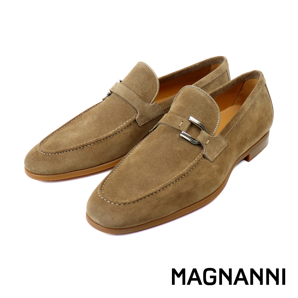 【MAGNANNI】經典麂皮方釦便士樂福鞋 咖啡色(24385-CAS)