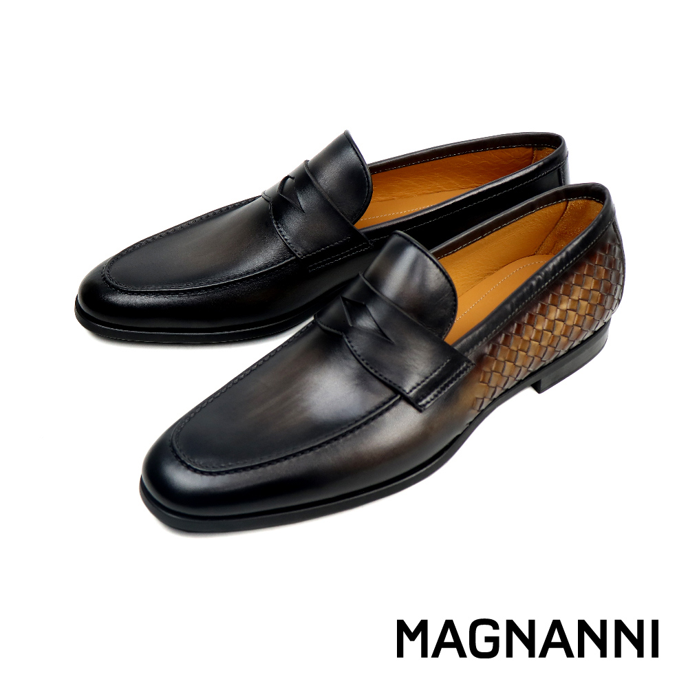【MAGNANNI】 漸層刷染編織便士樂福鞋 深灰色(25135-GRY)