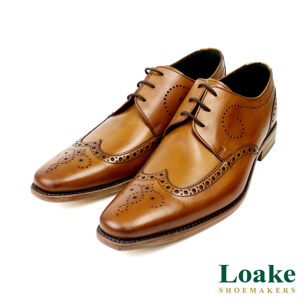 【LOAKE】經典翼紋雕花德比鞋 棕色(LK2203-TAN)