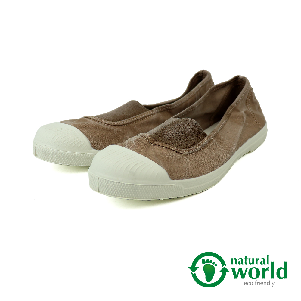 【Natural World】鬆緊帶造型輕便懶人鞋 卡其色(103E-LBR)