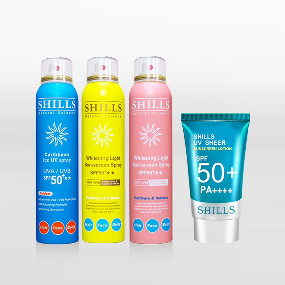 【小明星推薦 🎁 送日本進口防曬乳】SHILLS很耐曬超清爽美白防曬冰鎮噴霧* 3入+送日本進口防曬凝乳*1(共4入)_1