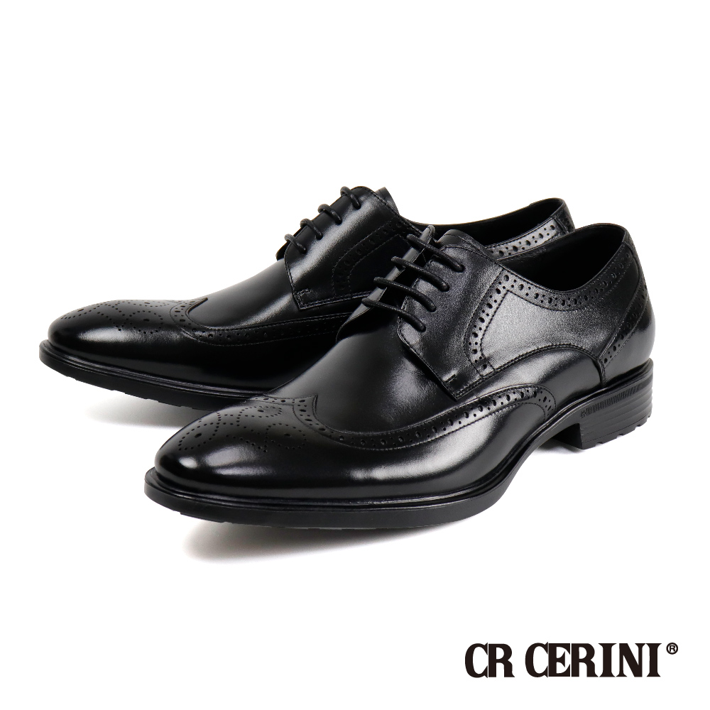 【CR CERINI】質感輕量雕花翼紋德比鞋 黑色(CR11820-BL)