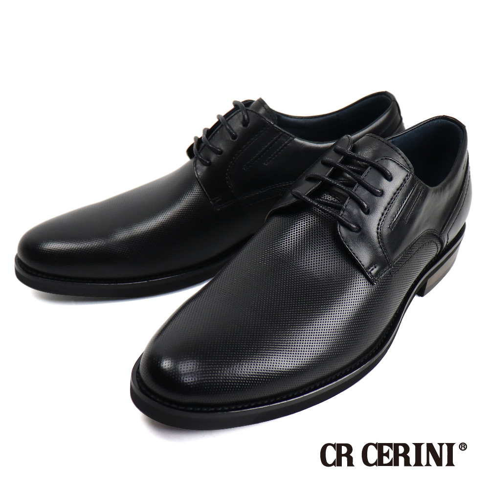 【CR CERINI】質感半鞋面孔紋德比鞋 黑色(CR28818-BL)