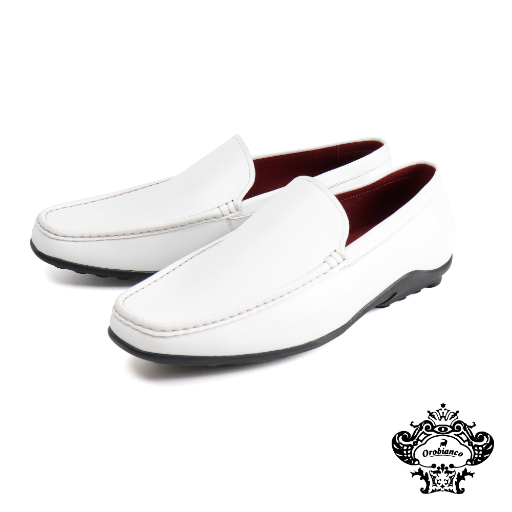 【Orobianco】素面輕量透氣懶人休閒鞋 白色(OR28787-WH)