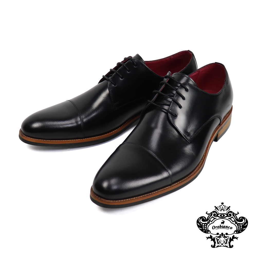 【Orobianco】簡約橫飾雙色底德比鞋 黑色(OR28836-BL)