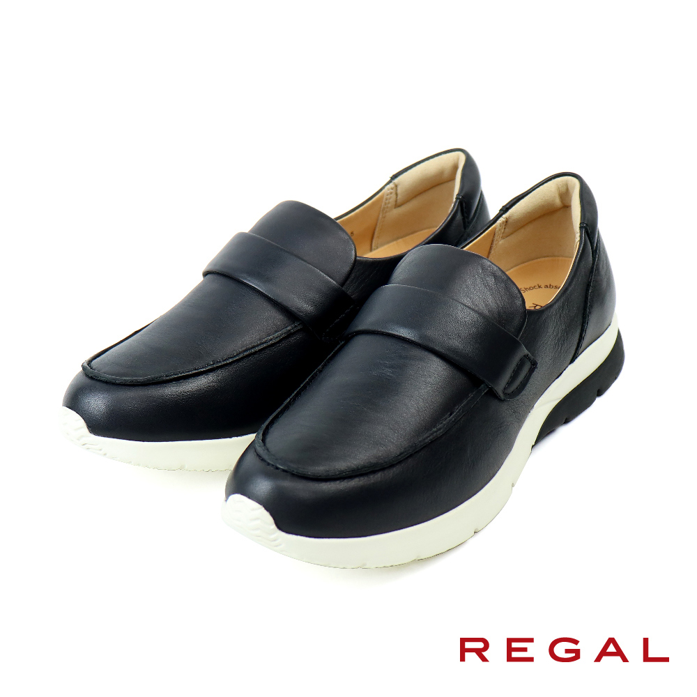 REGAL】輕量皮質厚底休閒鞋 黑色(HC43-BL)
