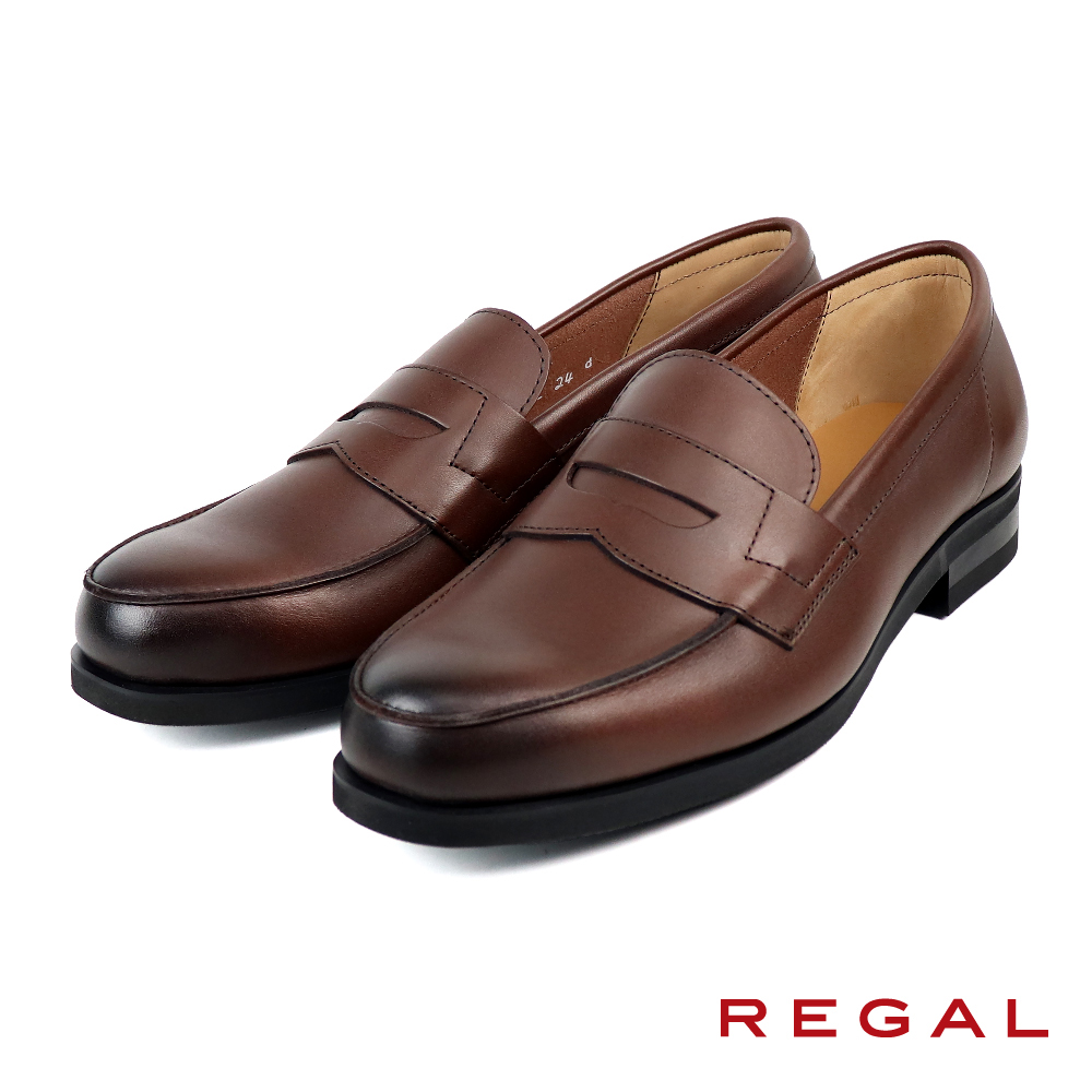 【REGAL】日本原廠手工漸層染色便士樂福鞋 深棕色(22DL-DBR)
