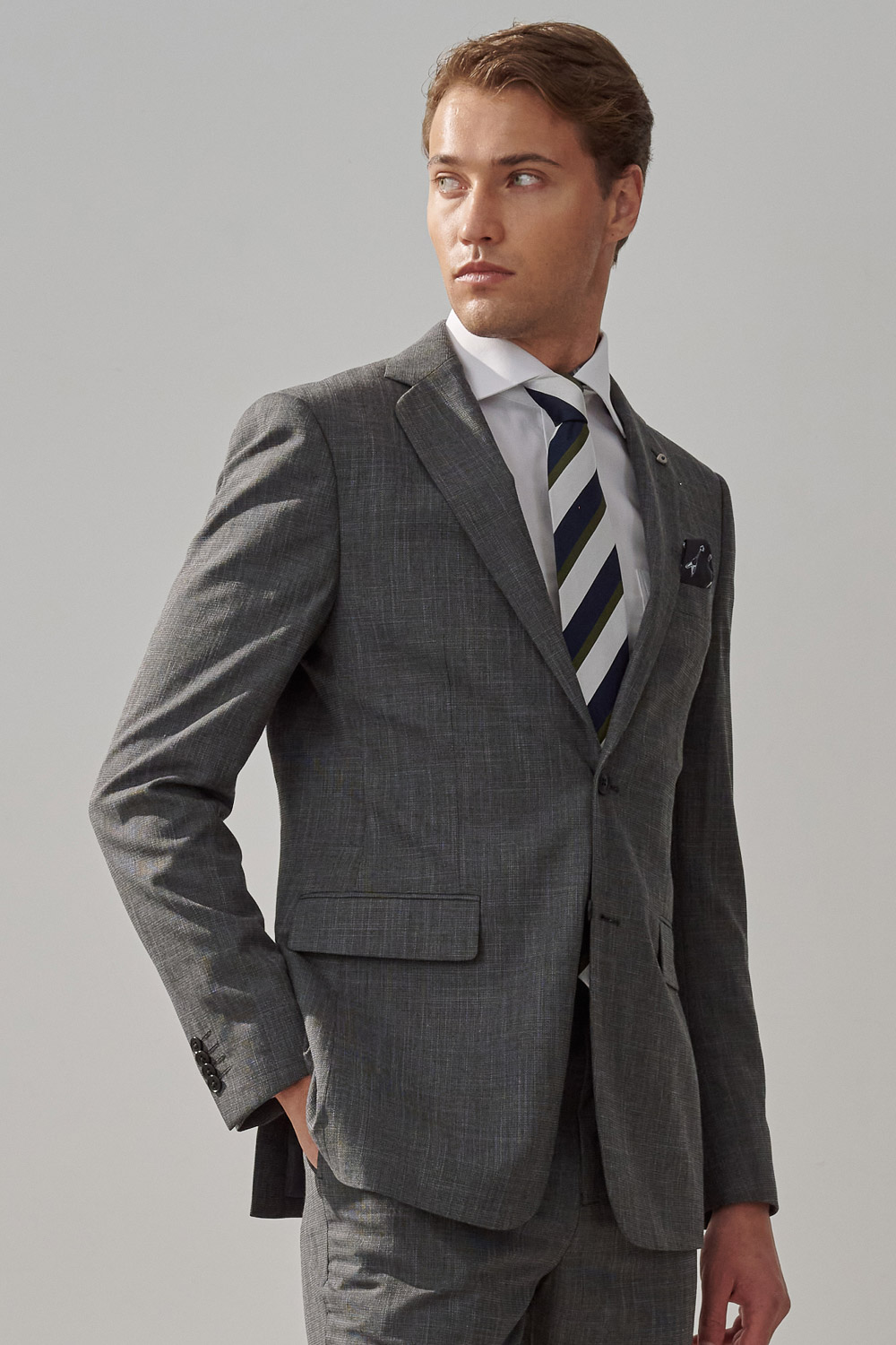 SST&C Silver Gray Plain Slim Fit Suit Jacket | 0112308001  (Outlet)_1