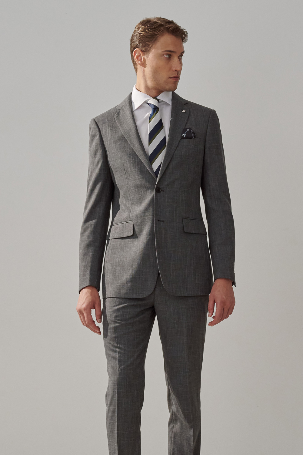 SST&C Silver Gray Plain Slim Fit Suit Jacket | 0112308001  (Outlet)_3