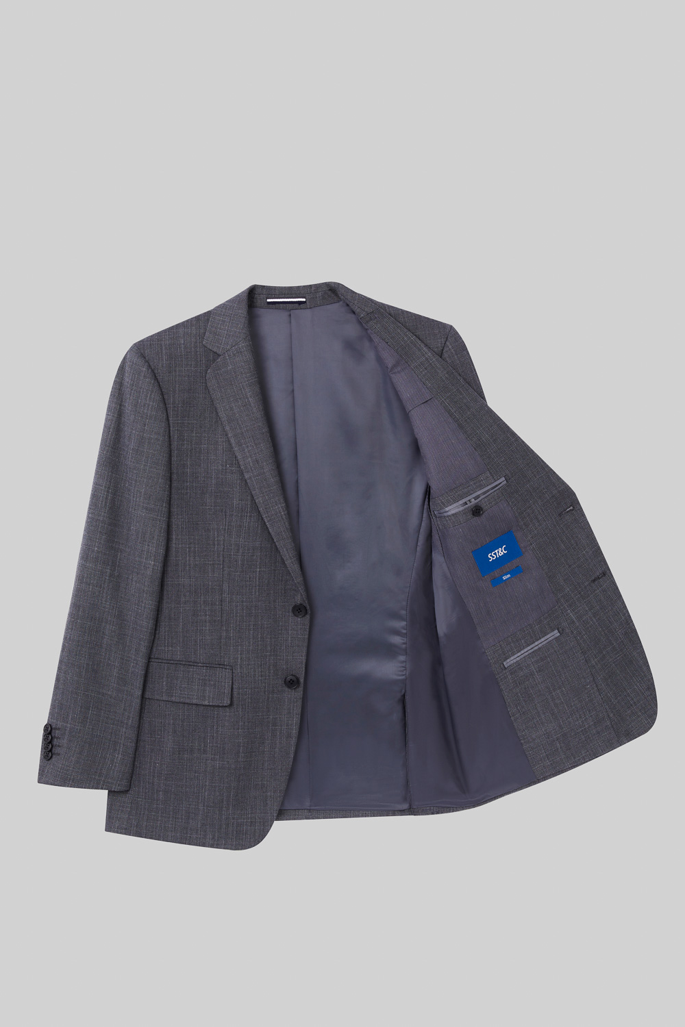 SST&C Silver Gray Plain Slim Fit Suit Jacket | 0112308001  (Outlet)_8