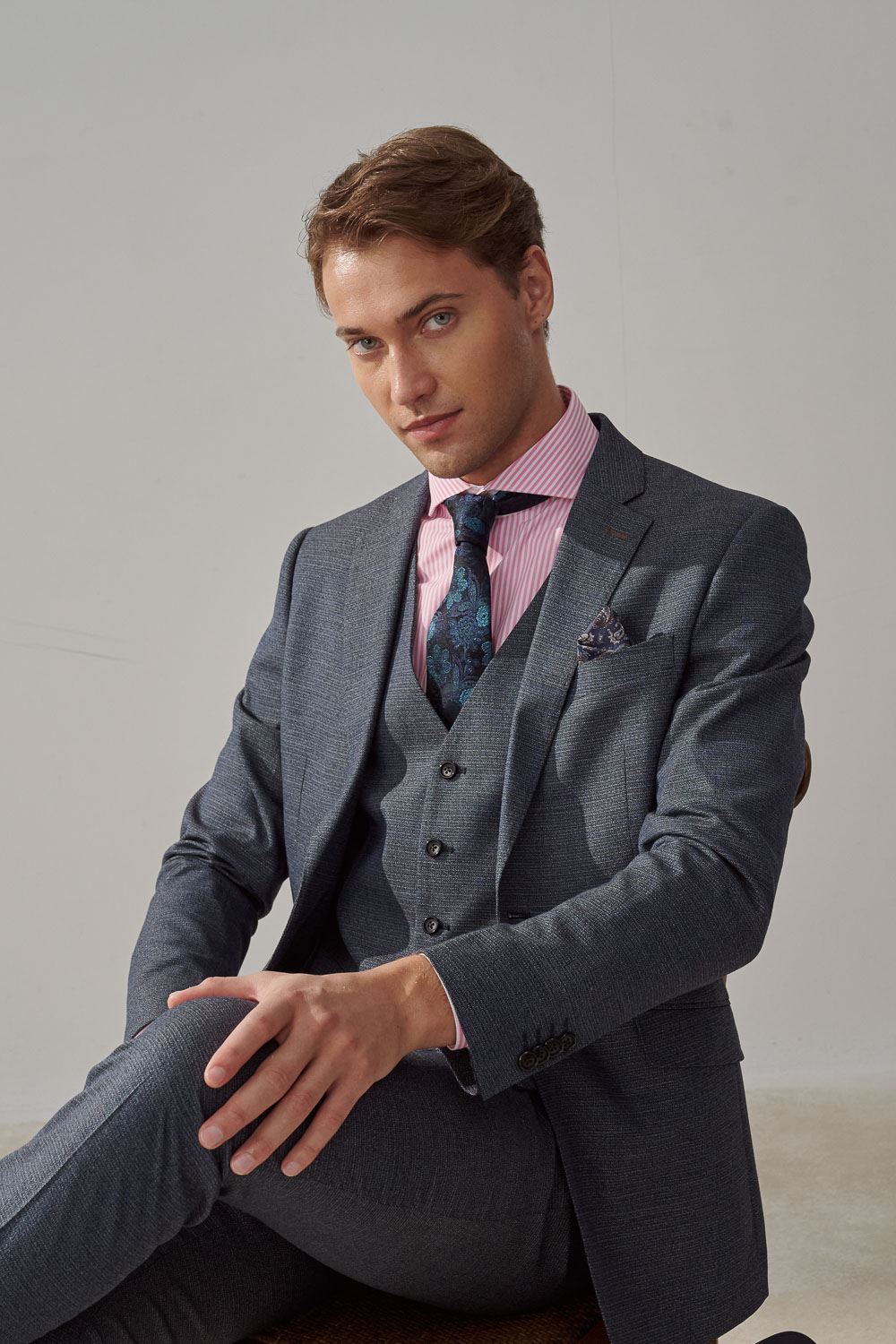 SST&C Gray Textured Tailored Suit Jacket | 0112308002  (Outlet)_2