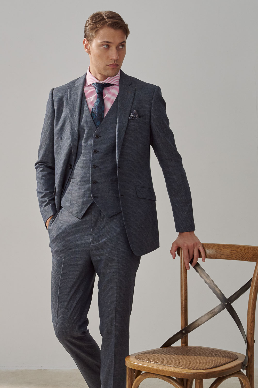 SST&C Gray Textured Tailored Suit Jacket | 0112308002  (Outlet)_3