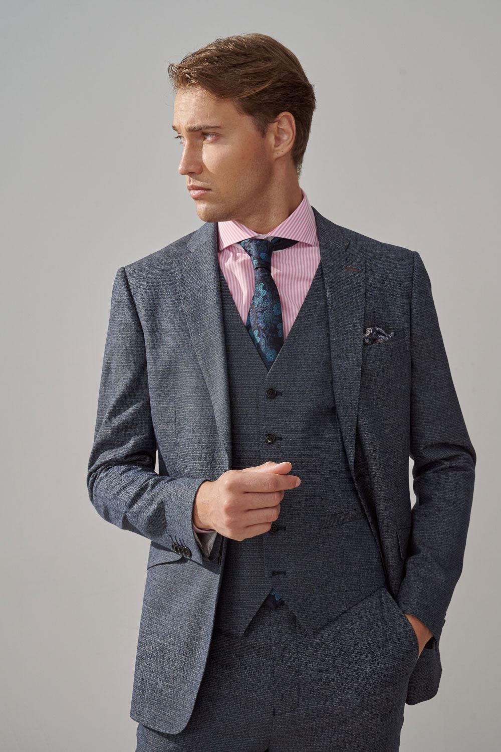 SST&C Gray Textured Tailored Suit Jacket | 0112308002  (Outlet)_5