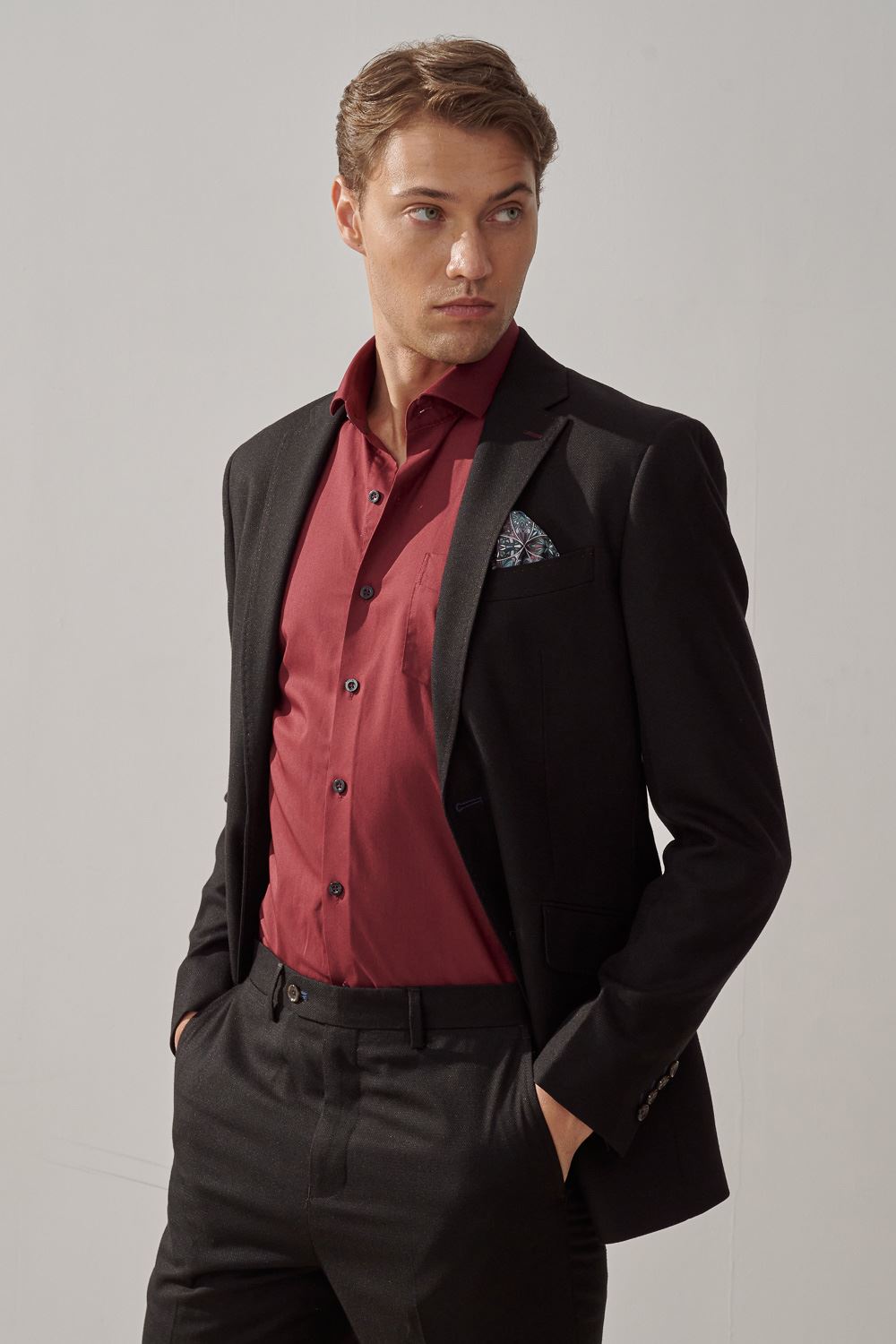 SST&C Black Plain Slim Fit Suit Jacket | 0112308003  (Outlet)_0