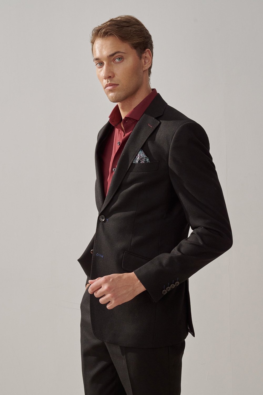 SST&C Black Plain Slim Fit Suit Jacket | 0112308003  (Outlet)_1