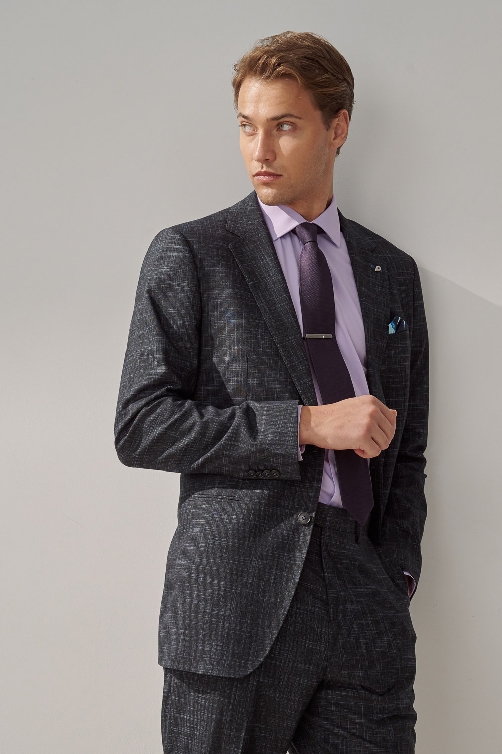 SST&C Navy Textured Standard Fit Suit Jacket | 0112308006  (Outlet)_1