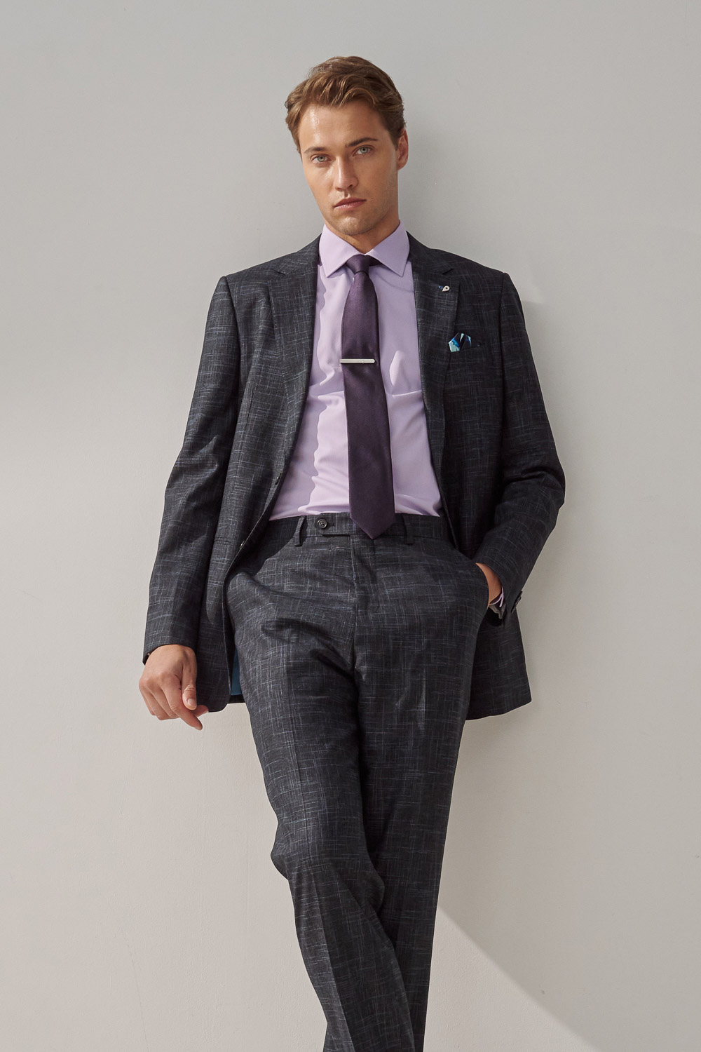 SST&C Navy Textured Standard Fit Suit Jacket | 0112308006  (Outlet)_2