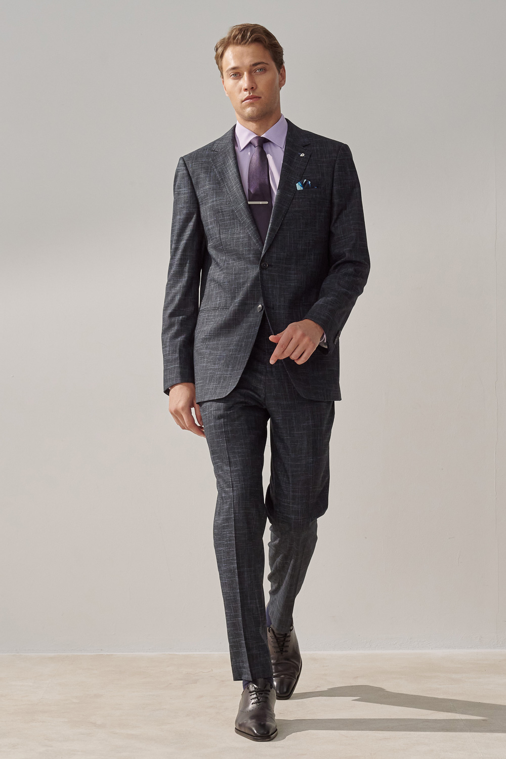 SST&C Navy Textured Standard Fit Suit Jacket | 0112308006  (Outlet)_3