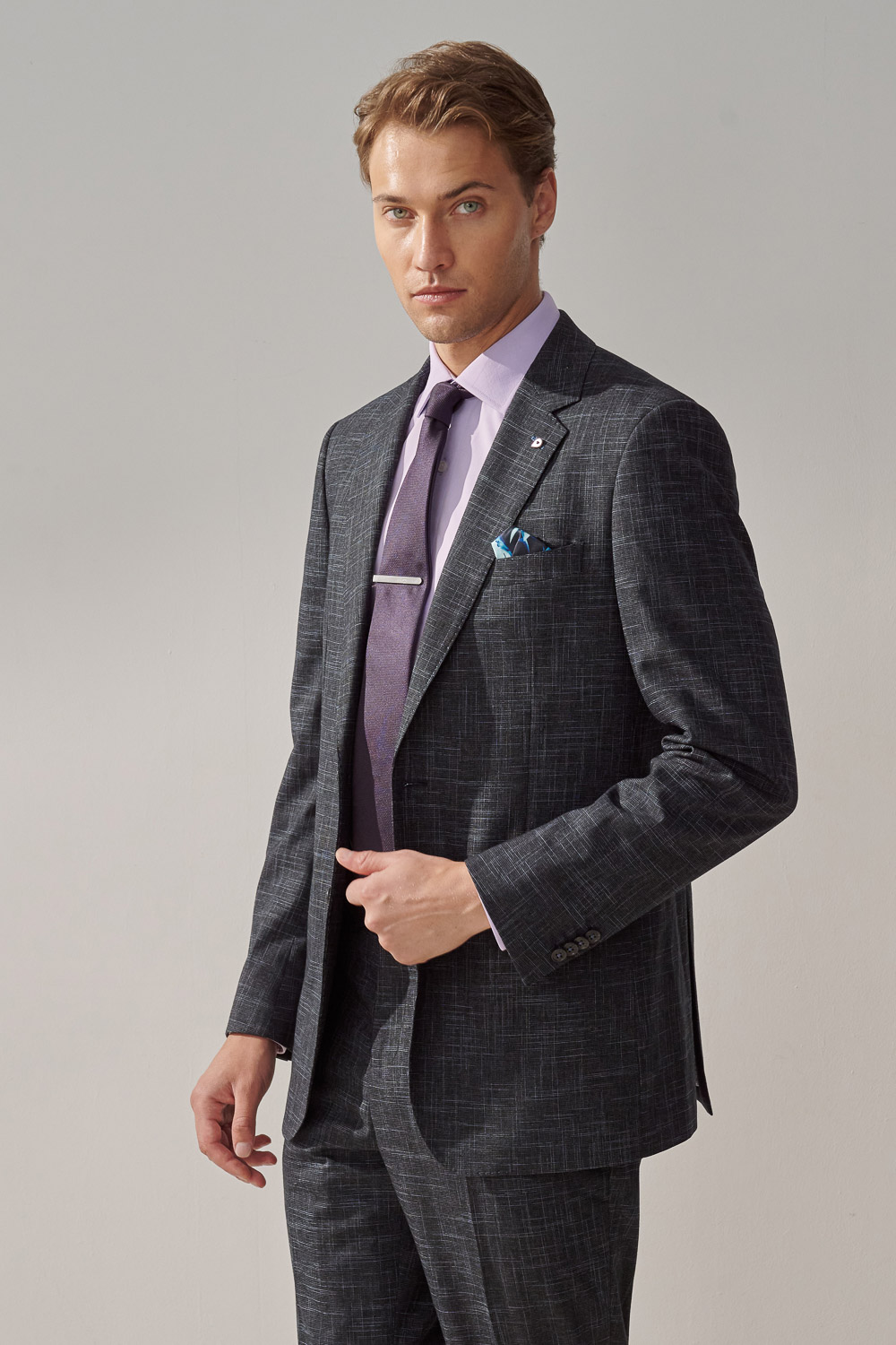 SST&C Navy Textured Standard Fit Suit Jacket | 0112308006  (Outlet)_4
