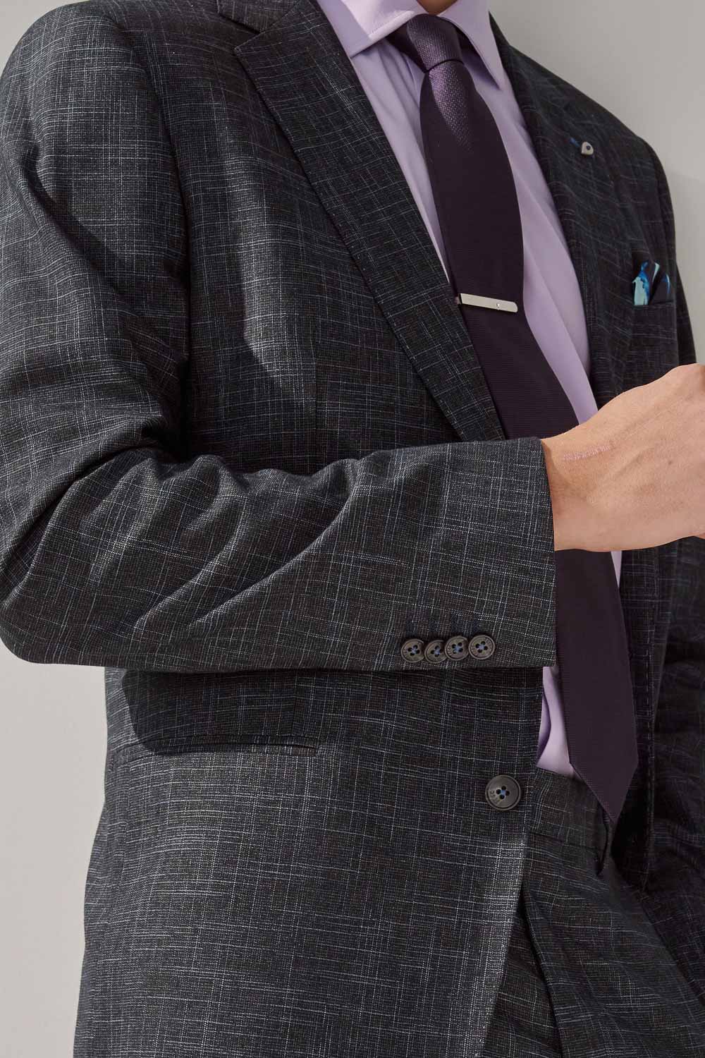 SST&C Navy Textured Standard Fit Suit Jacket | 0112308006  (Outlet)_5