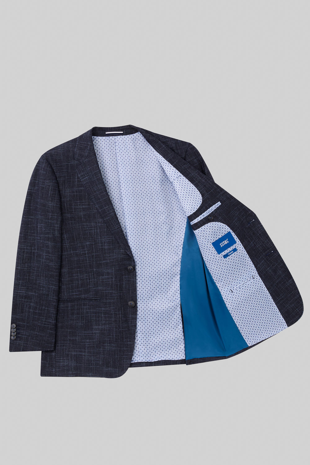 SST&C Navy Textured Standard Fit Suit Jacket | 0112308006  (Outlet)_8