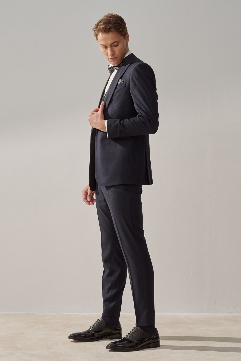 SST&C Navy Textured Tailored Evening Jacket | 0112308011  (Outlet)_2