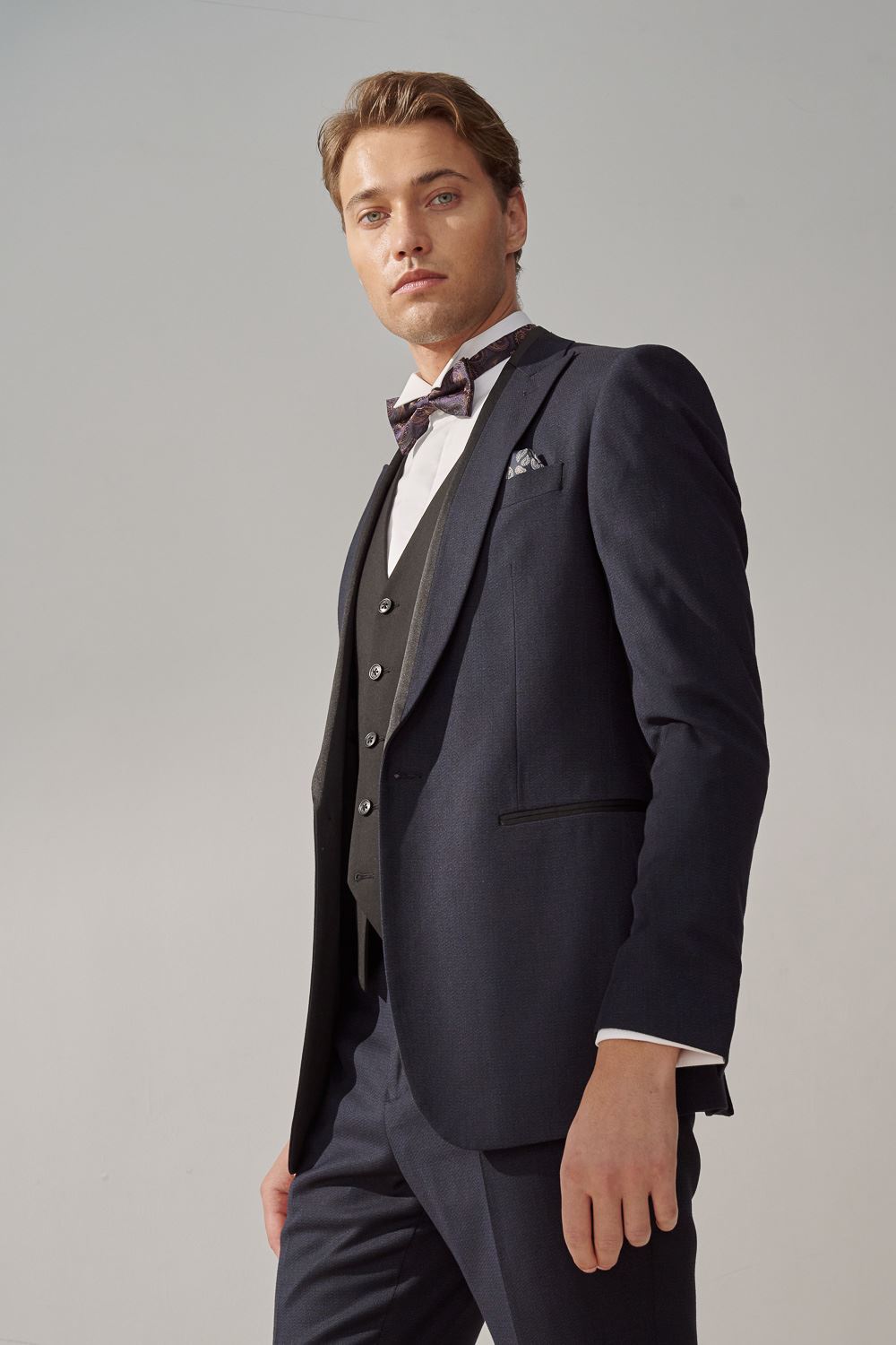 SST&C Navy Textured Tailored Evening Jacket | 0112308011  (Outlet)_3