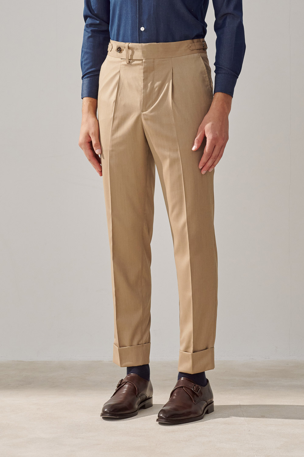 SST&C Khaki Herringbone Slim Fit Suit Trousers | 0212308007  (Outlet)_1