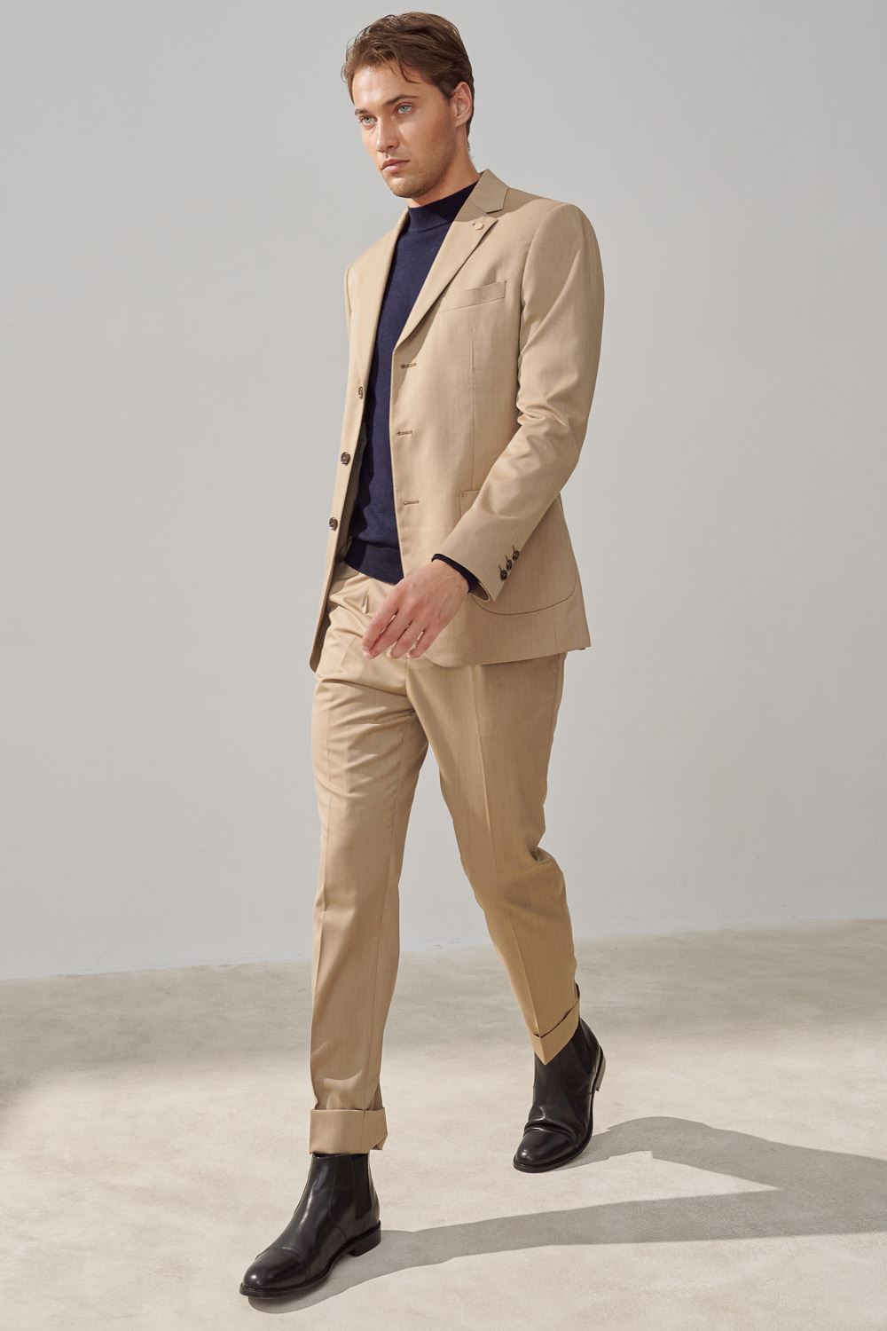 SST&C Khaki Herringbone Slim Fit Suit Trousers | 0212308007  (Outlet)_5