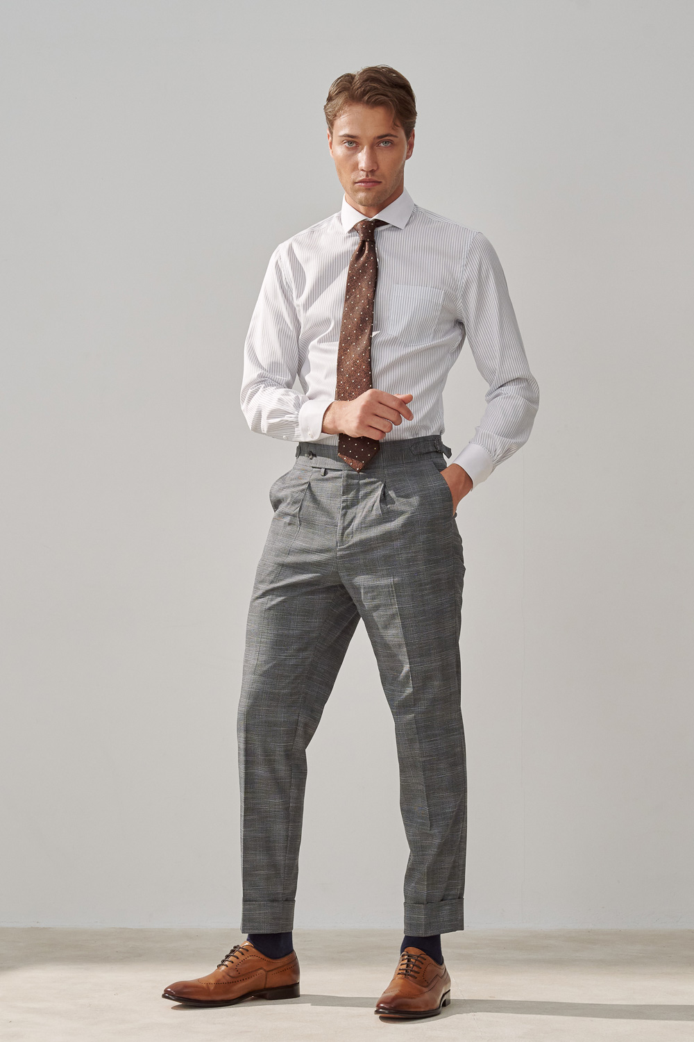 SST&C Gray Houndstooth Slim Fit Suit Trousers | 0212308009  (Outlet)_1