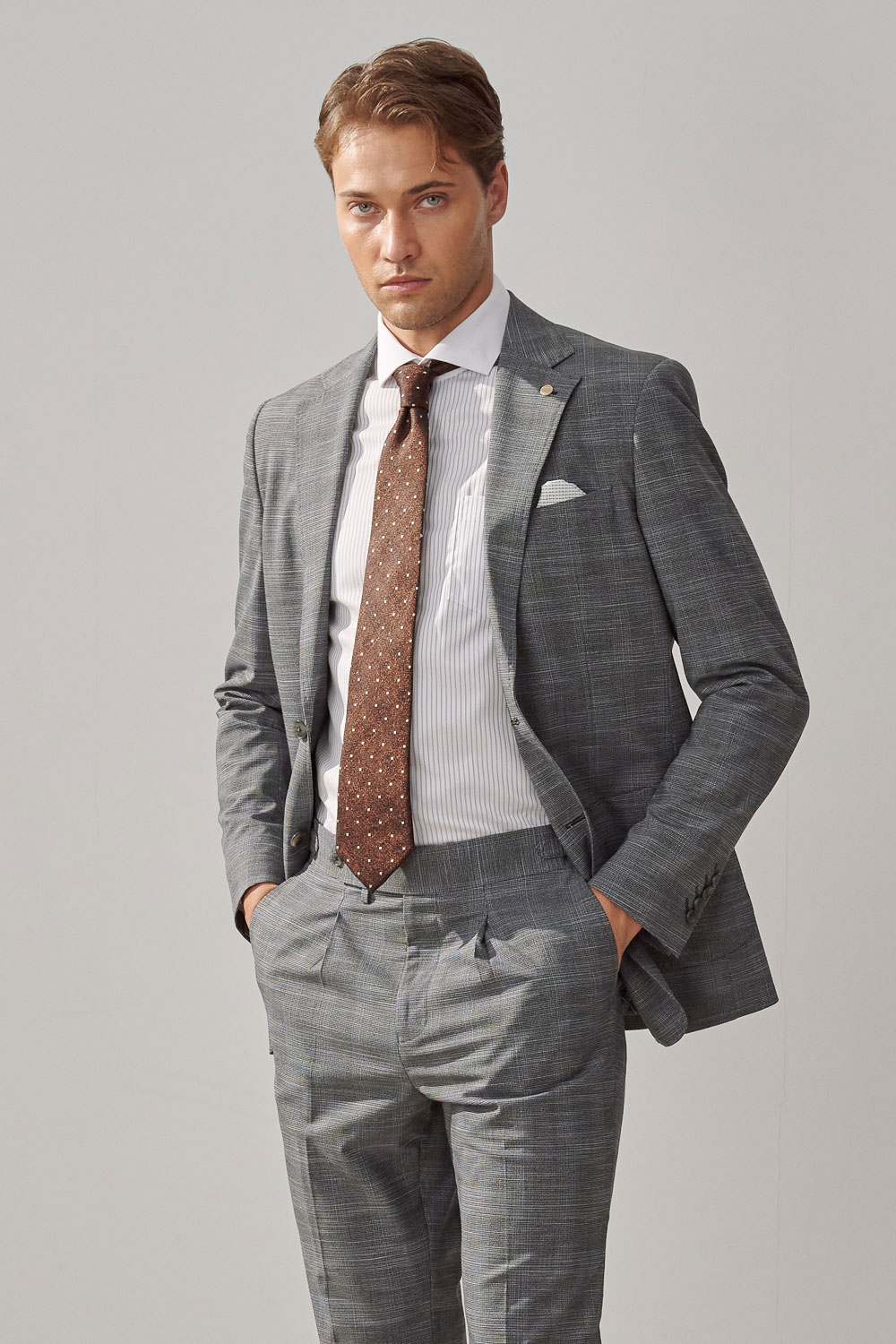 SST&C Gray Houndstooth Slim Fit Suit Trousers | 0212308009  (Outlet)_3
