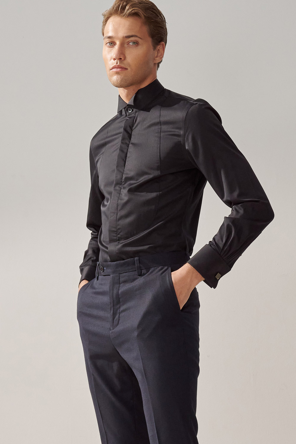 SST&C Navy Textured Tailored Suit Trousers | 0212308010  (Outlet)_2