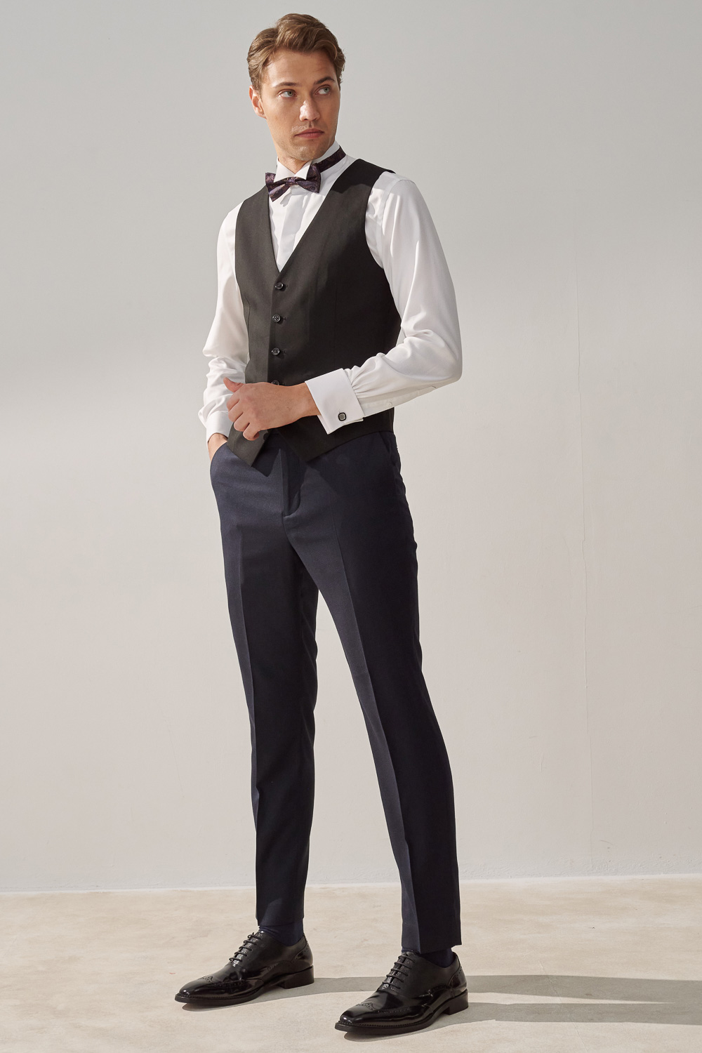 SST&C Navy Textured Tailored Suit Trousers | 0212308010  (Outlet)_3
