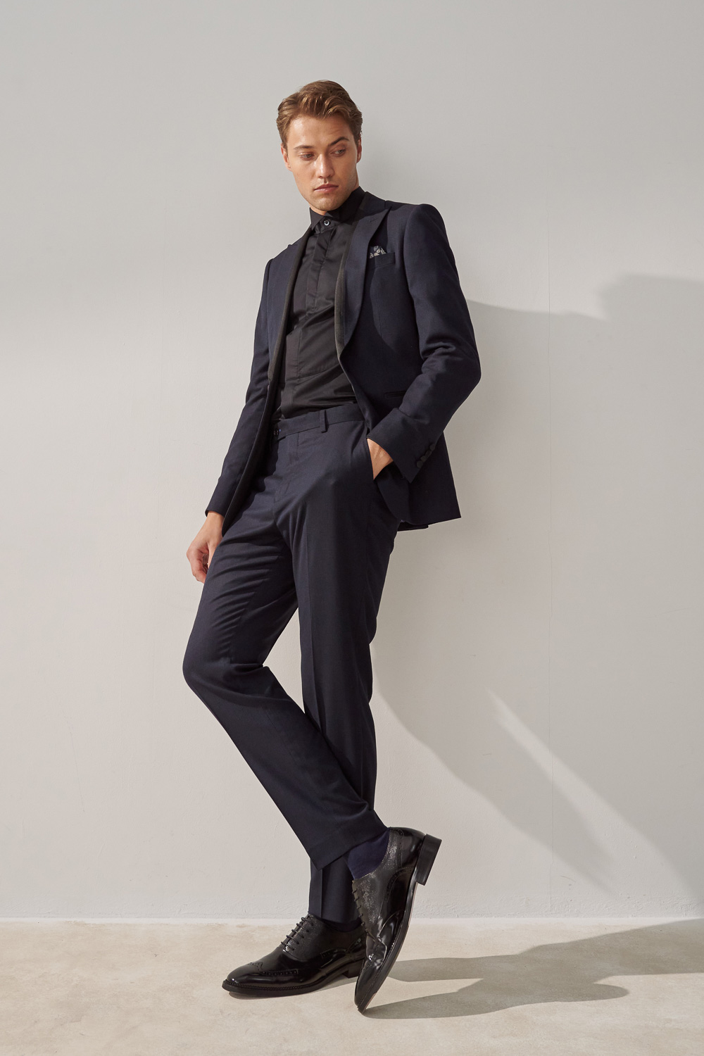 SST&C Navy Textured Tailored Suit Trousers | 0212308010  (Outlet)_4