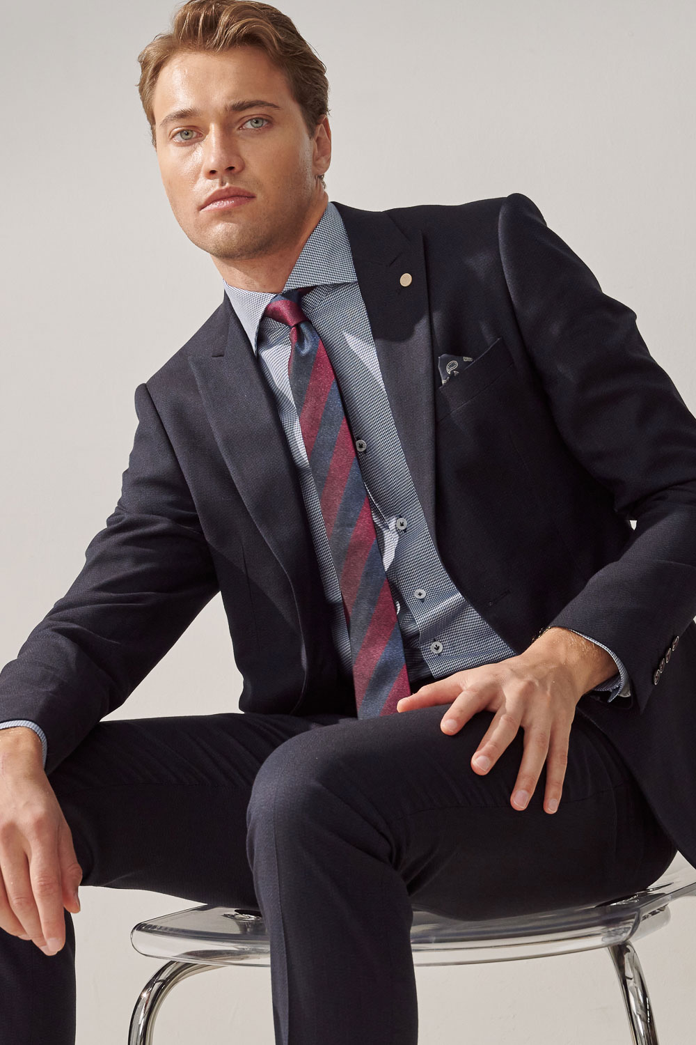 SST&C Navy Textured Tailored Suit Trousers | 0212308010  (Outlet)_6