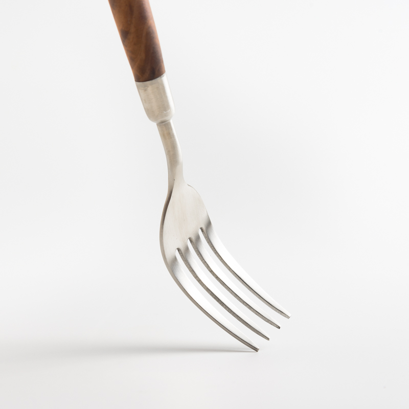歐式 田園樸實 20.5cm 不銹鋼主餐叉│霧銀胡桃木│單品_2