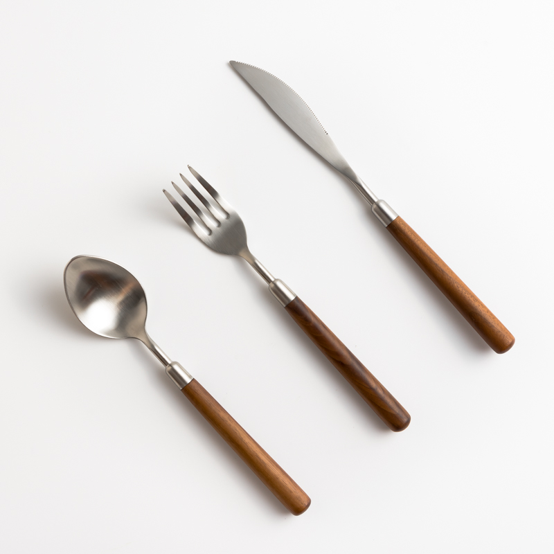 歐式 田園樸實 20.5cm 不銹鋼主餐匙│霧銀胡桃木│單品_3