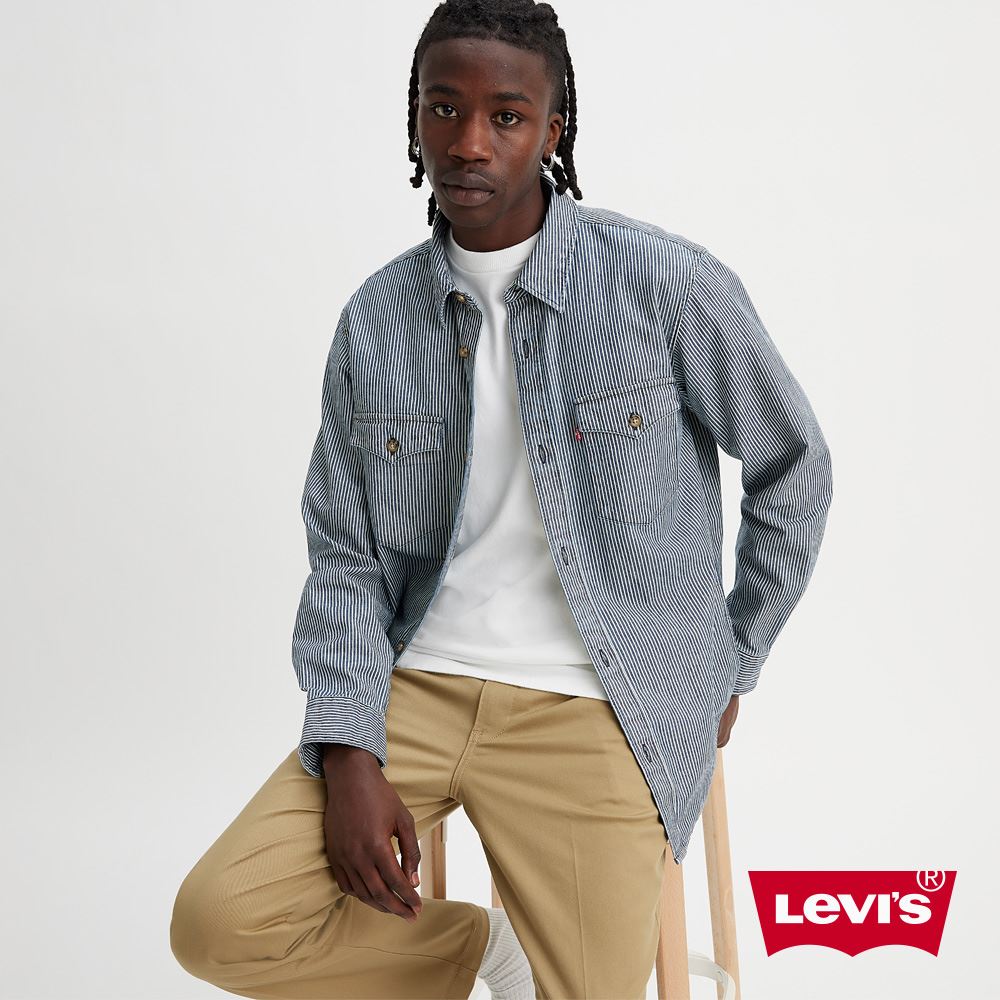 Levis 男款 寬鬆版條紋襯衫 / 英倫復古條紋  人氣新品